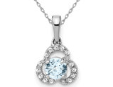 1/4 Carat (ctw) Natural Aquamarine Dangle Pendant Necklace in 10K White Gold with Chain
